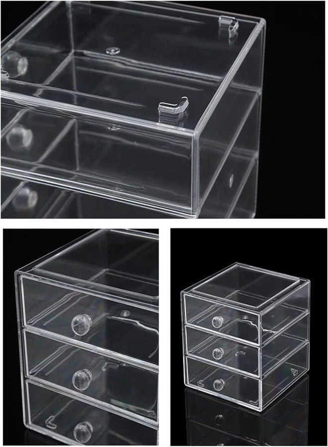 AJIODA Makeup Drawer Organizer Box with 3 Drawers, Acrylic Cosmetic Display Case Vanity Organizer Jewelry Storage Box Stackable Storage for Cosmetics, Skin Care, Bathroom, Countertop, Clear - Image 4