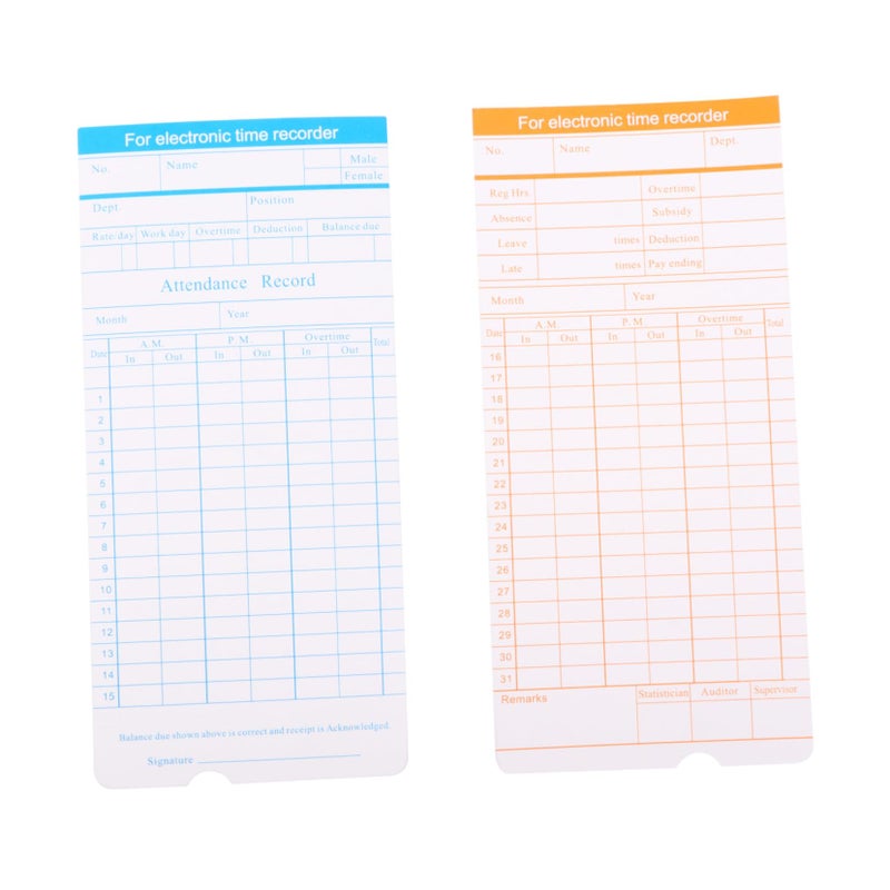 Tehaux Double Sided Monthly Punch Clock Cards For Office Factory Commuting Records - Image 2