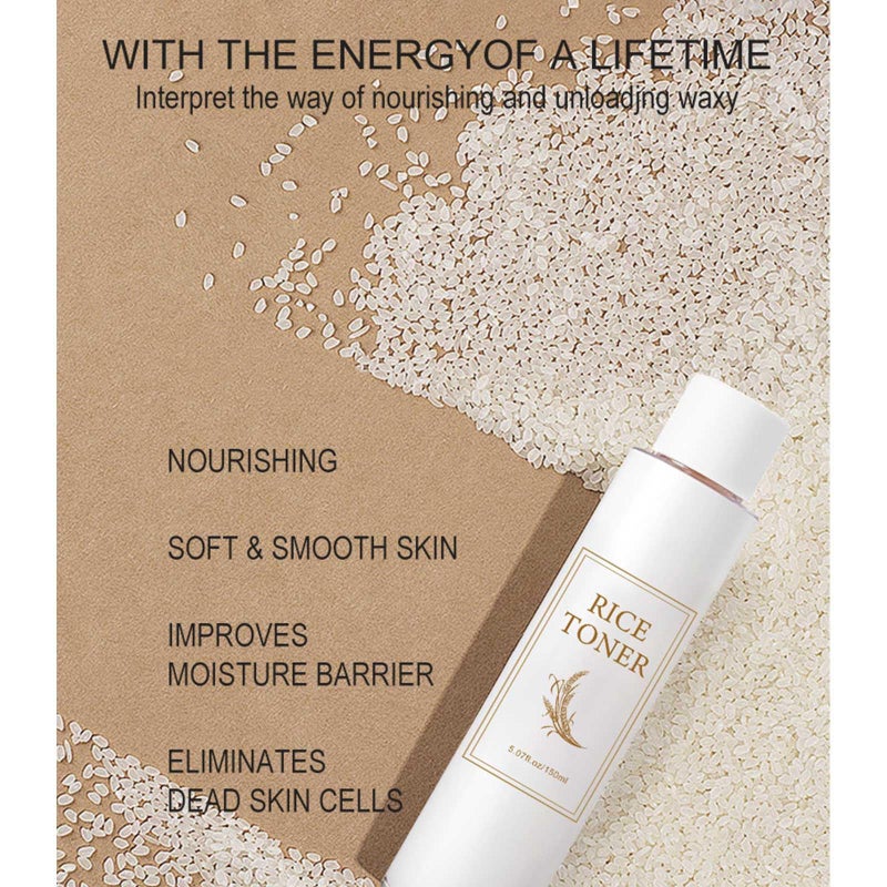 CLY AMS Rice Toner for Face, Rice Hydrating Face Toner for Women & Men, Lightweight Facial Moisturizer Targets Dryness, Dullness, Strengthens Skin Barrier, for Sensitive & Combination Skin - Image 4