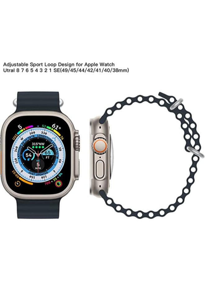 SHOPI - Newest Silicone Ocean Watch Band For Apple Watch Series 8 7 6 5 4 3 2 1 SE Compatible With Apple Watch Band 38mm 40mm 41mm Replacement Women Mens, Sport  slides Strap for iWatch Ultra - Image 1