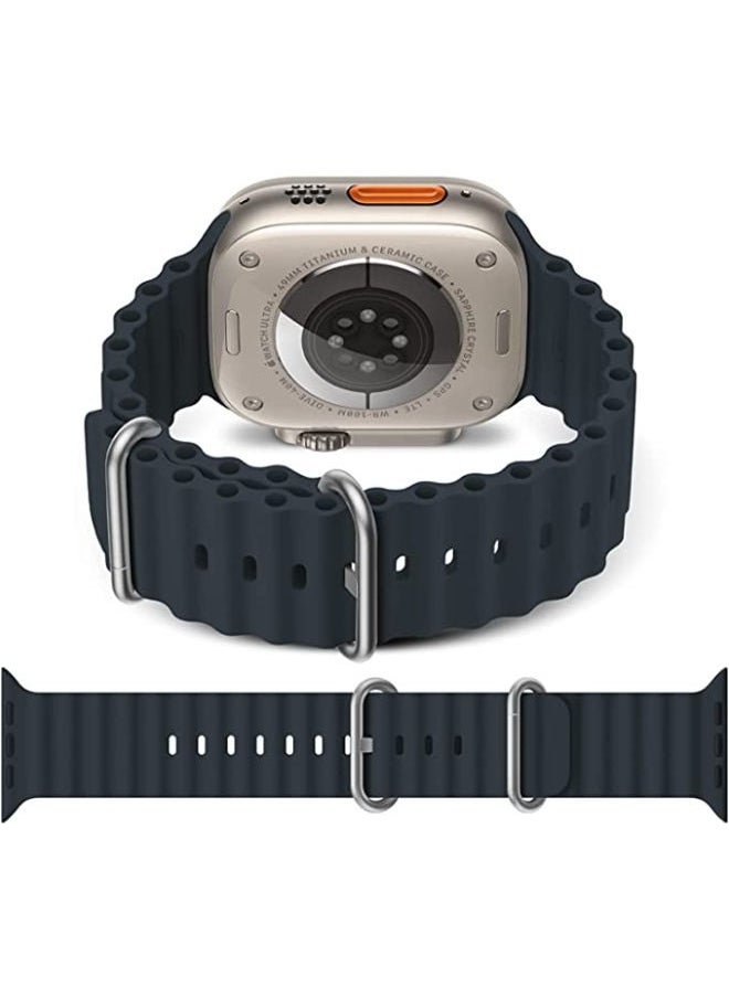 SHOPI - Newest Silicone Ocean Watch Band For Apple Watch Series 8 7 6 5 4 3 2 1 SE Compatible With Apple Watch Band 38mm 40mm 41mm Replacement Women Mens, Sport  slides Strap for iWatch Ultra - Image 1