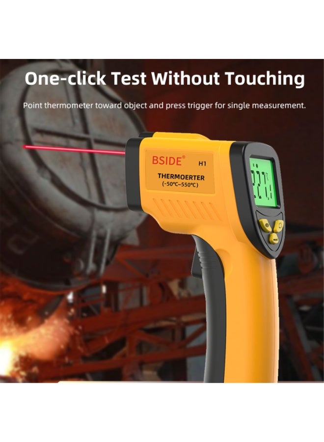 BSIDE H1 Infrared Thermometer Non-Contact Digital Temperature Emissivity Adjustable-58℉-1022℉ (-50℃-550℃) Industrial High Precision Infrared Temperature Kitchen Baking Thermometer - Image 5