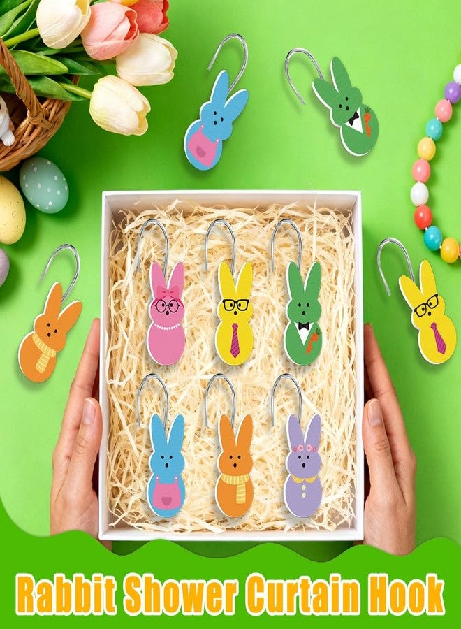 AWEELON 12Pcs Easter Shower Curtain Hooks Bunny Curtain Rod Rings Resin Curtain Hanger Hooks fo Easter Day Living Room Bedroom Bathroom Decor - Image 5
