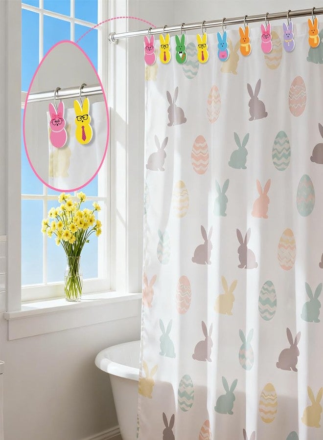 AWEELON 12Pcs Easter Shower Curtain Hooks Bunny Curtain Rod Rings Resin Curtain Hanger Hooks fo Easter Day Living Room Bedroom Bathroom Decor - Image 4
