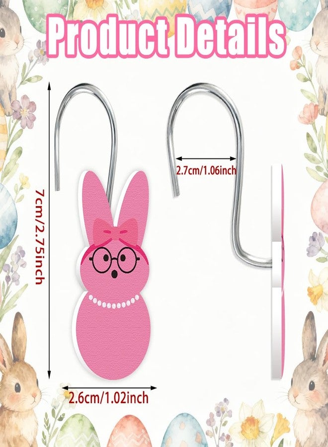 AWEELON 12Pcs Easter Shower Curtain Hooks Bunny Curtain Rod Rings Resin Curtain Hanger Hooks fo Easter Day Living Room Bedroom Bathroom Decor - Image 2