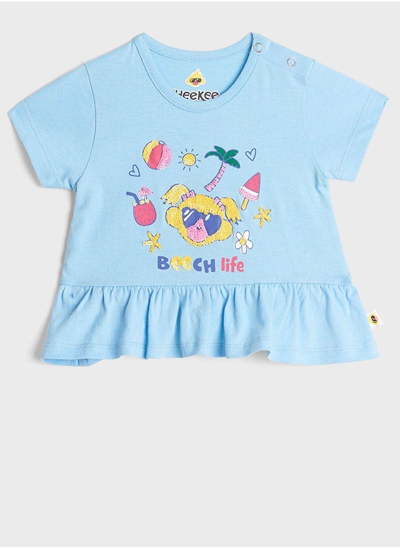 Cheekee Munkee Kids Graphic Peplum T-Shirt - Image 1