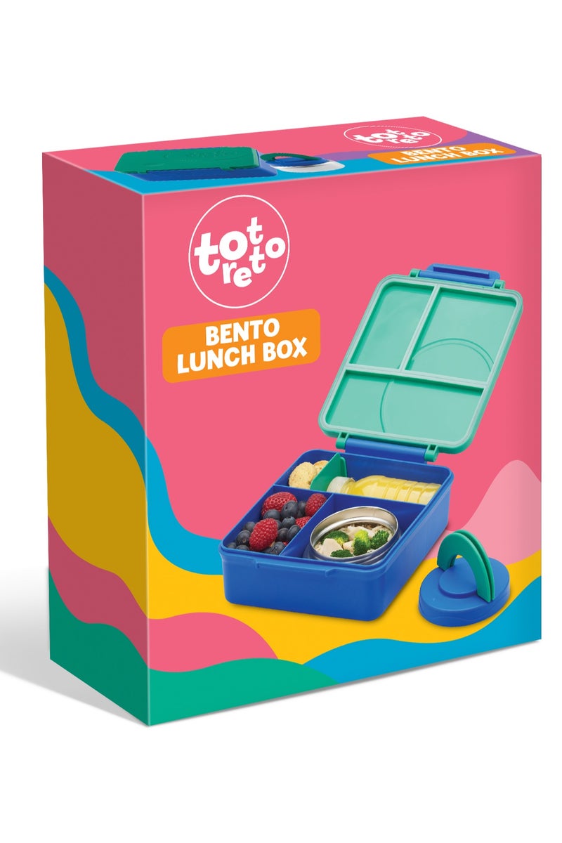توريتا علبة طعام بنتو خضراء للأطفال من تورتو – 2 في 1 – تحتوي على جرة طعام – بلاستيك متين وآمن – مثالية للوجبات المدرسية