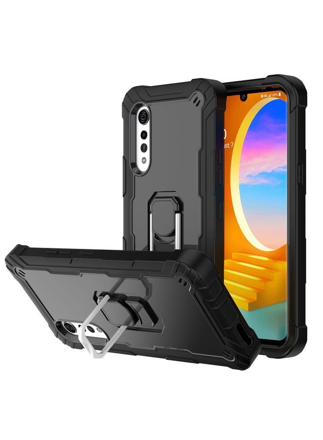 S-TOP Case For LG Velvet PC + Rubber 3-layers Shockproof Protective Case with Rotating Holder - Image 1