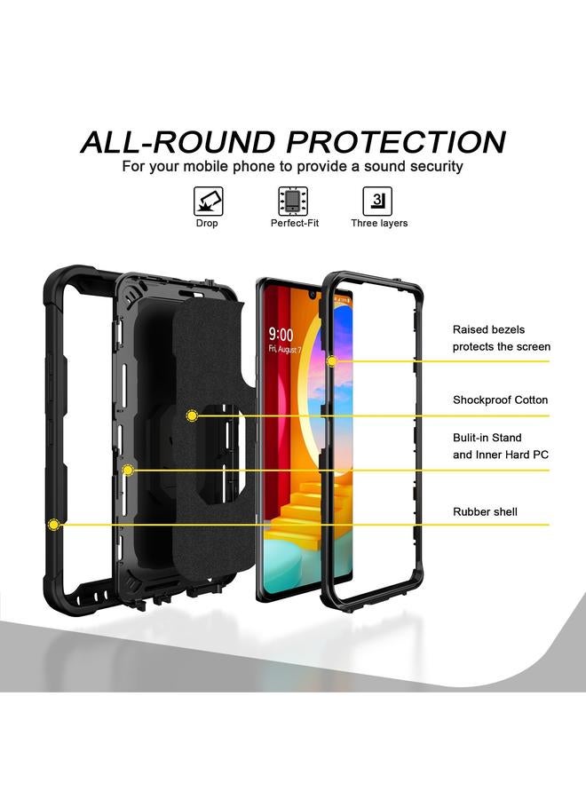 S-TOP Case For LG Velvet PC + Rubber 3-layers Shockproof Protective Case with Rotating Holder - Image 3