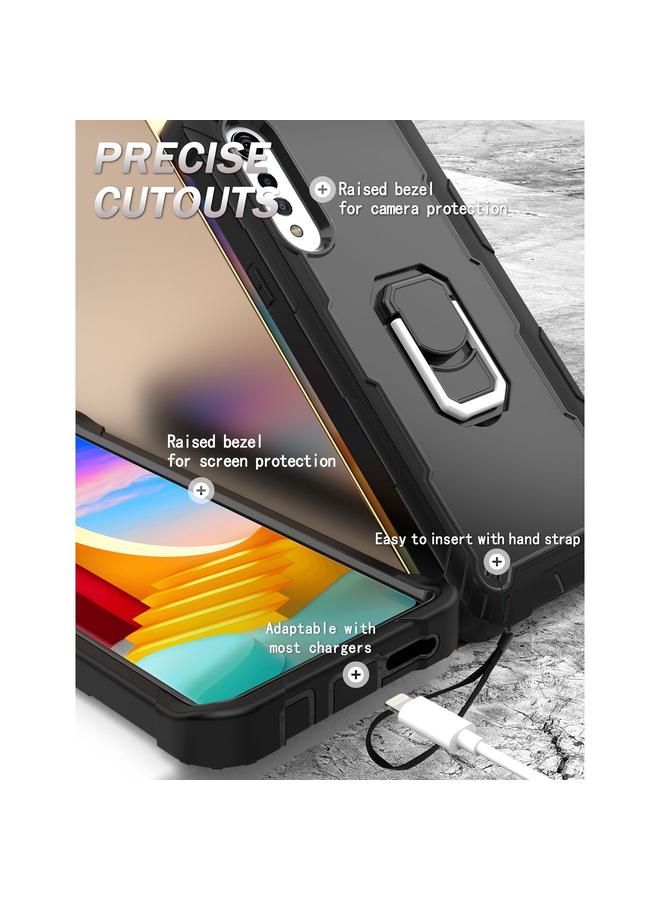 S-TOP Case For LG Velvet PC + Rubber 3-layers Shockproof Protective Case with Rotating Holder - Image 4