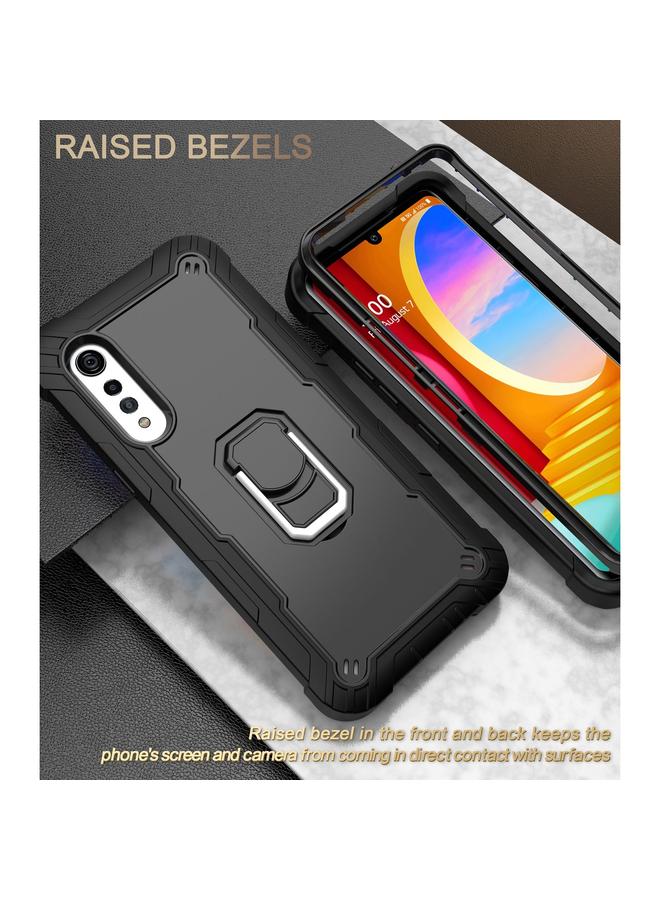 S-TOP Case For LG Velvet PC + Rubber 3-layers Shockproof Protective Case with Rotating Holder - Image 2