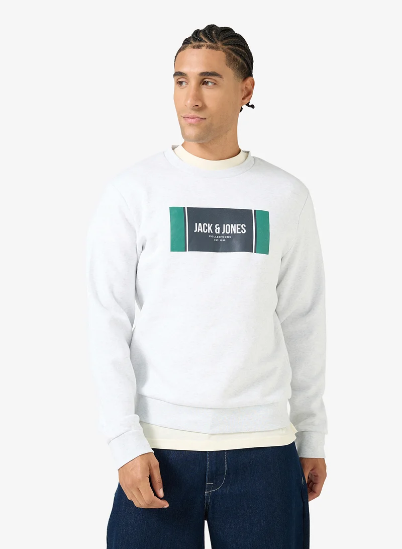 JACK & JONES Logo Print Crew Neck Sweatshirt
