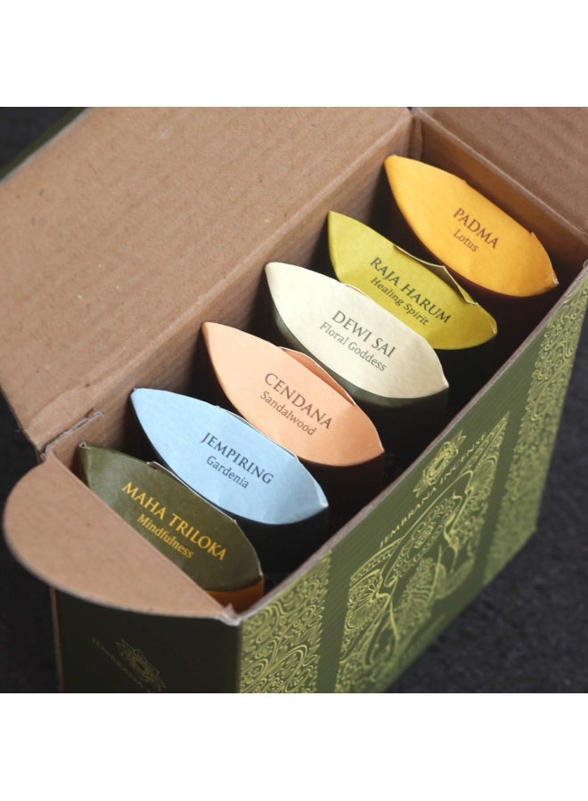 Jembrana Incense Cones Mix 6 Scents 60 Cones Total 10 Cones Each Of Lotus Padma Sandalwood Gardenia Maha Triloka Raja Harum And Dewi Sai Amber Gift Sets From Bali Soap  - Image 3