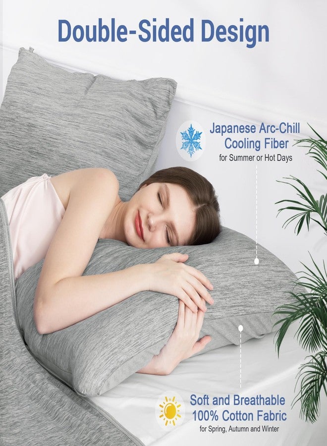 Elegear Cooling Pillow Cases for Hot Sleepers, Japanese Q-Max 0.45, Both Sides [Cooling/Cotton], Breathable Soft for Hair and Skin, Set of 2 - Gray (Standard 20" x 26") - Image 3