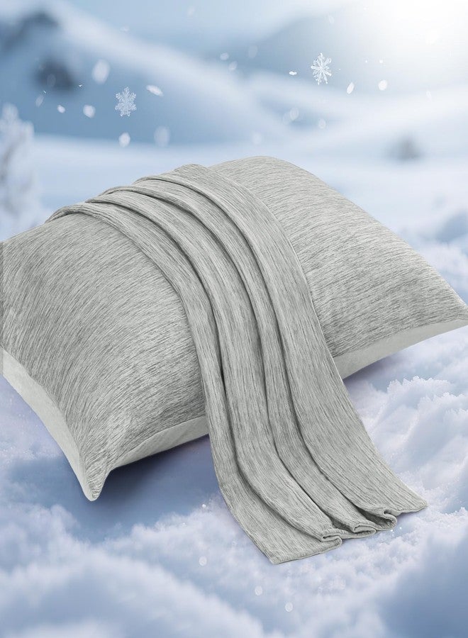 Elegear Cooling Pillow Cases for Hot Sleepers, Japanese Q-Max 0.45, Both Sides [Cooling/Cotton], Breathable Soft for Hair and Skin, Set of 2 - Gray (Standard 20" x 26") - Image 1