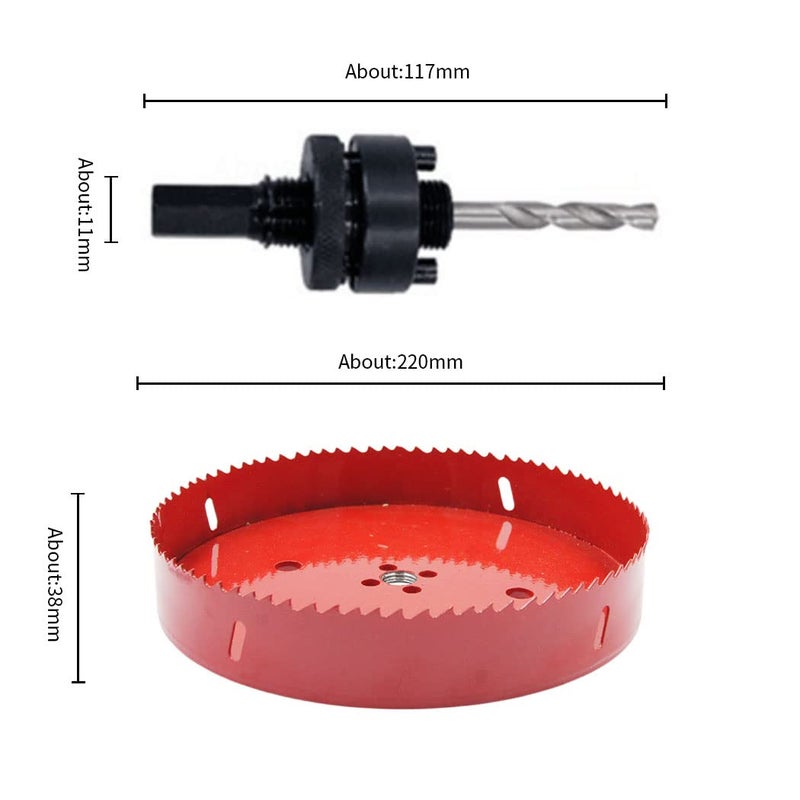 Laiwei 8.66 inch Hole Saw, bi-Metal Hole Cutter. for Drilling Wood, Aluminium Profiles, PVC, plasterboard, etc. Round Knife Calibre 8-3/4"(220mm) - Image 2