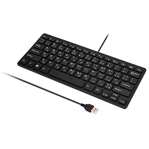M MC Saite Arabic and English 78 Keys Wired Mini Keyboard - with Keyboard Cover USB Computer keypad for Laptop MAC Windows 10/8 / 7 / Vista/XP - Image 2
