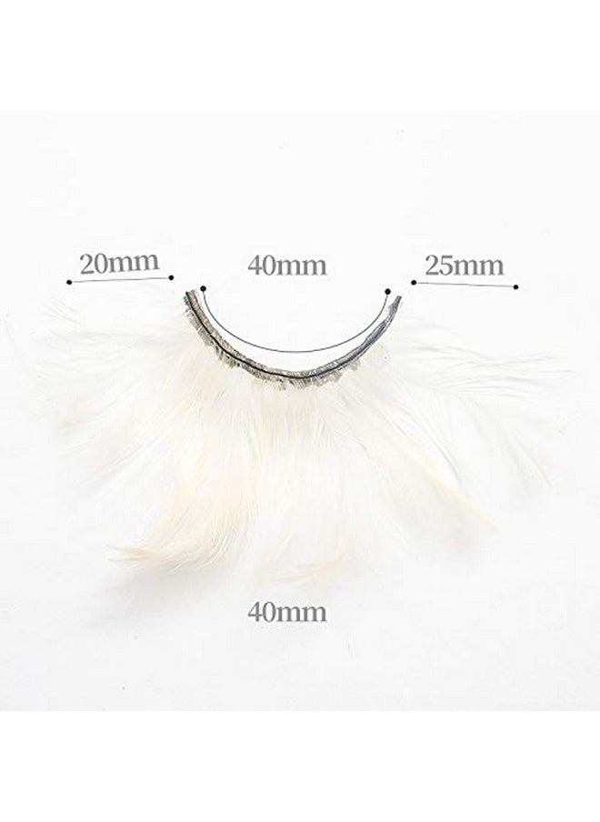 Dorisue - White Halloween Lashes Peacock Feather Eyelashes The White Queen Dramatic Eyelashes - Image 1