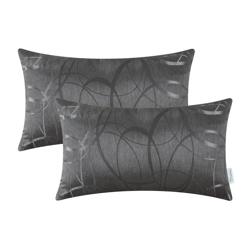 CaliTime CaliTime Throw Pillow Covers Pack of 2 Modern Shining & Dull Contrast Circles Rings Accent Geometric Cushion Cases Shells for Couch Sofa Home Decor 12 X 20 Inches Grey  - Image 1
