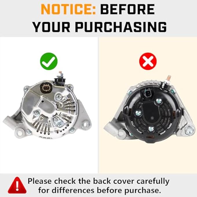 ILONPA Alternator Replacement Compatible with 2001-2006 Dodge Dakota, 2001-2004 Jeep Grand Cherokee, 2002-2006 Liberty, 2006 Mitsubishi Raider Replace AND0202, 5170746AA, 121000-4410, 400-52058 - Image 4