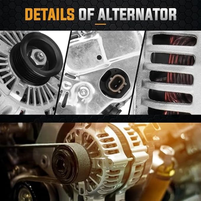 ILONPA Alternator Replacement Compatible with 2001-2006 Dodge Dakota, 2001-2004 Jeep Grand Cherokee, 2002-2006 Liberty, 2006 Mitsubishi Raider Replace AND0202, 5170746AA, 121000-4410, 400-52058 - Image 3