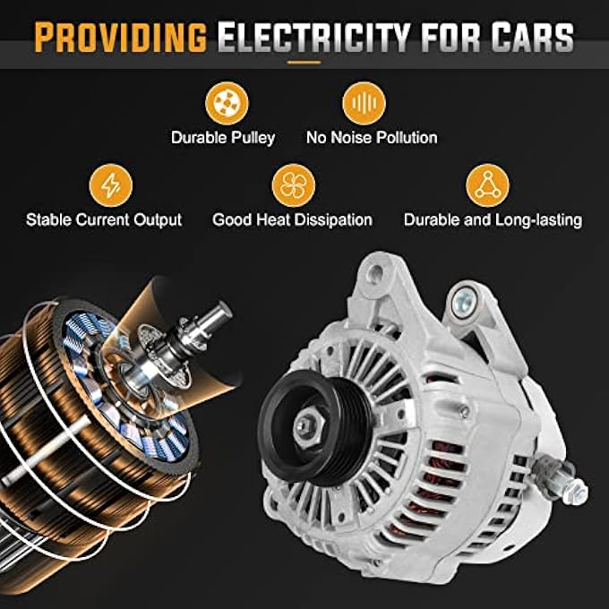 ILONPA Alternator Replacement Compatible with 2001-2006 Dodge Dakota, 2001-2004 Jeep Grand Cherokee, 2002-2006 Liberty, 2006 Mitsubishi Raider Replace AND0202, 5170746AA, 121000-4410, 400-52058 - Image 5