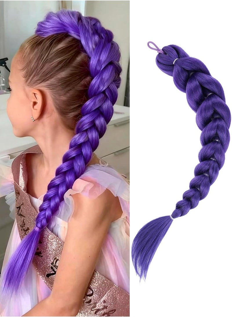 YOUGE Purple Braids Ponytail Hair - 26Inch Long Purple Pre Braiding Hair Purple Hair Extensions for Stage Performance Halloween Party Cosplay Rumi Costume Hair Extensions and Wigs - Image 1