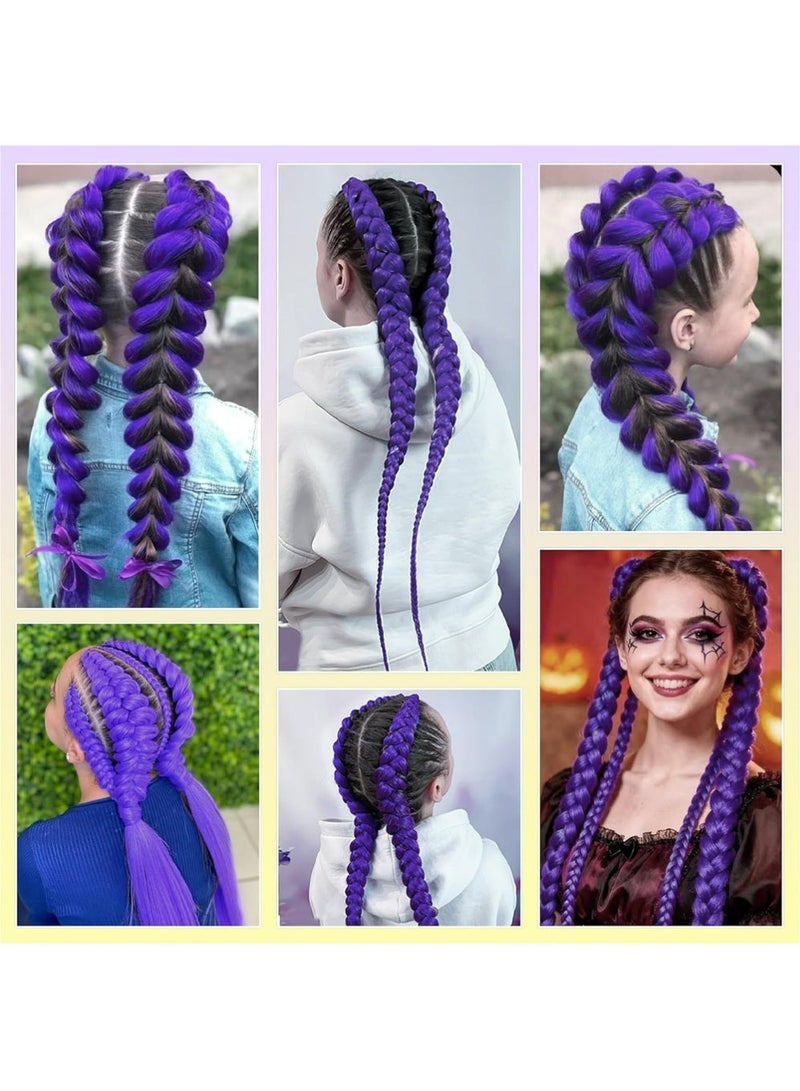 YOUGE Purple Braids Ponytail Hair - 26Inch Long Purple Pre Braiding Hair Purple Hair Extensions for Stage Performance Halloween Party Cosplay Rumi Costume Hair Extensions and Wigs - Image 4