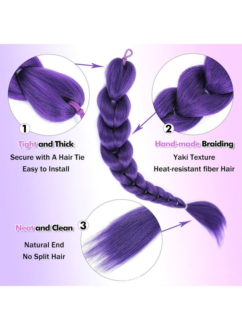 YOUGE Purple Braids Ponytail Hair - 26Inch Long Purple Pre Braiding Hair Purple Hair Extensions for Stage Performance Halloween Party Cosplay Rumi Costume Hair Extensions and Wigs - Image 5