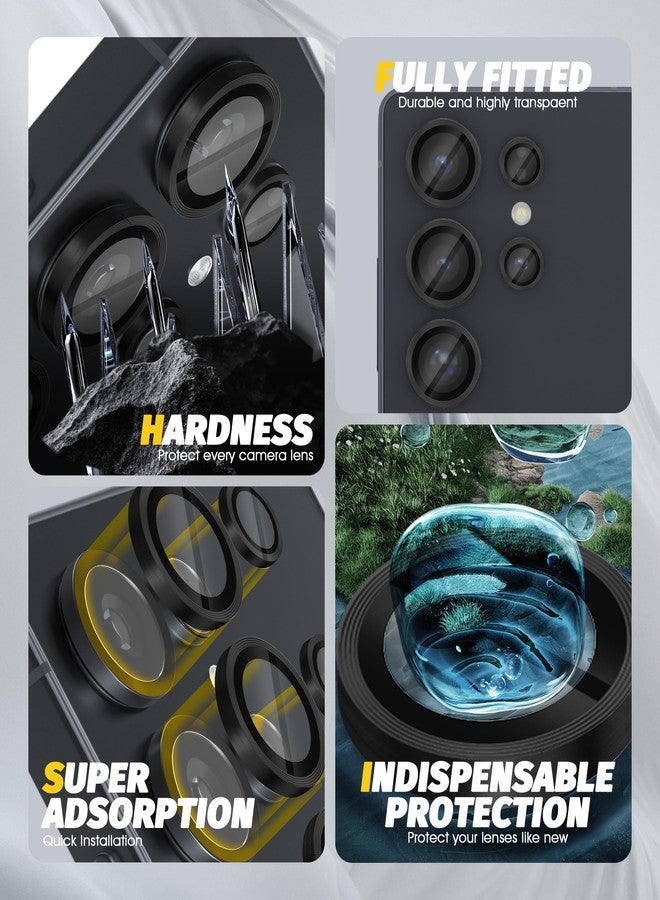 Orzero (2 Sets) Camera Lens Protector Compatible for Samsung Galaxy S25 Ultra, Protector de Cámera One-Step Installation Tray Individual Metal Ring Glass Cover CD Pattern Case Friendly - Black - Image 4