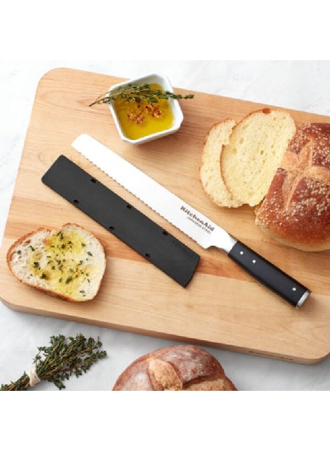 KitchenAid High-Carbon Japanese Steel Eastern Style Gourmet Bread Knife with Sheath Silver and Black 20 cm KOG8IRSSOHOBA - Image 4