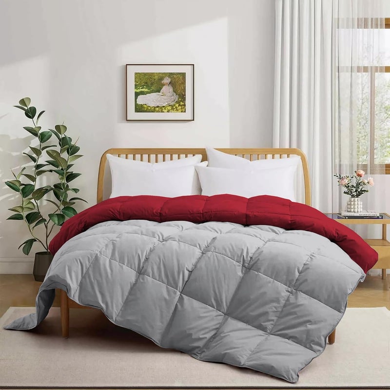 Grace Linen 400 GSM Heavy Winter Comforter for Single Size 60X90 Reversible Restful Sleep Soft Microfiber Single Size ComforterQuiltDuvetBlanket Single Size BurgundySilver Grey - Image 2