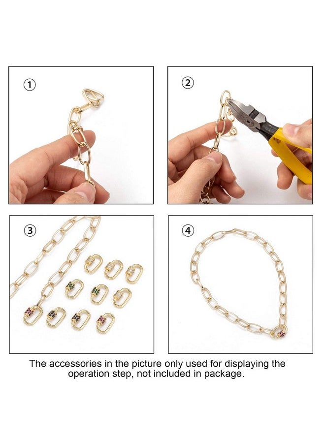 KISSITTY 10Pcs Mixed Color Micro Pave Cubic Zirconia Carabiner Lock Charm Oval Clasp Screw Locking Carabiner 19X12Mm For Necklaces Keychain Jewelry Making  - Image 3