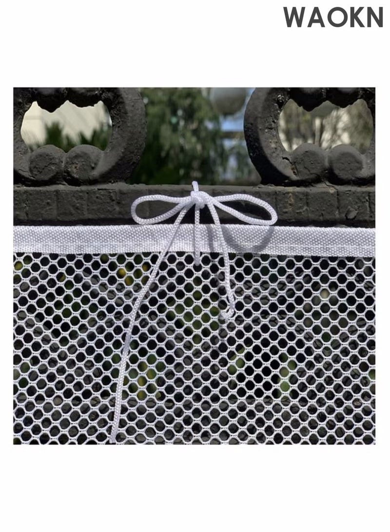 WAOKN Baby safety staircase railing net, children's outdoor balcony fence protection net, dog cat window staircase protection net, safety rope net, balcony protection net, children's staircase safety net, anti cat and anti fall net, no drilling 300x78cm, white. - Image 3