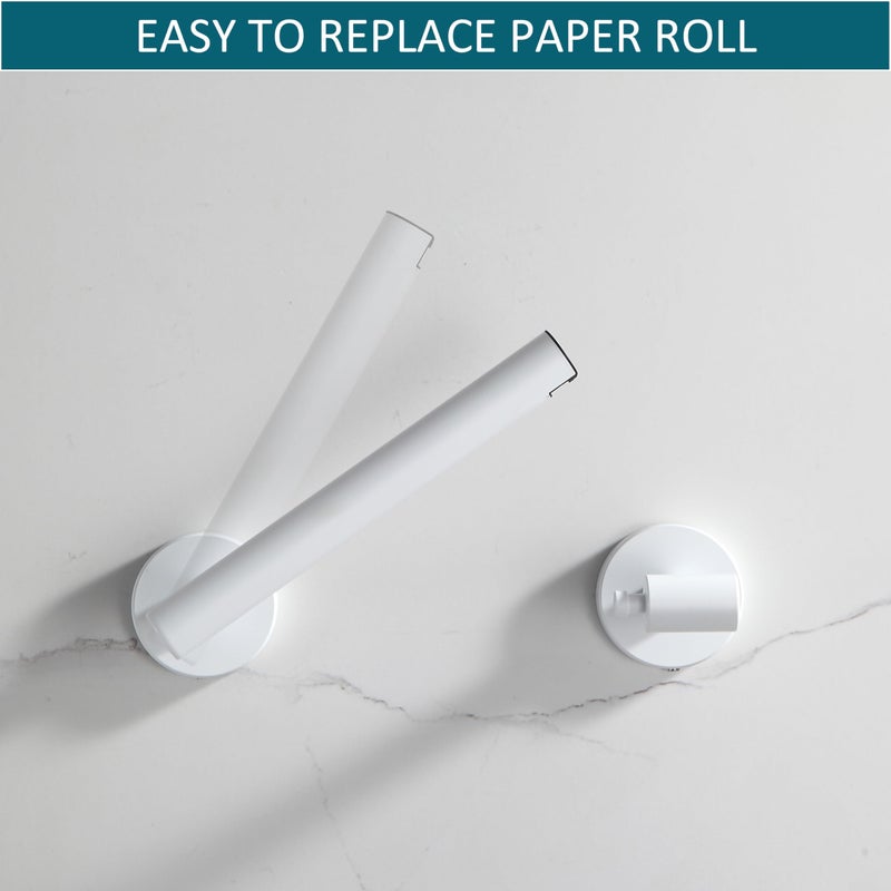 BVL Toilet Paper Holder Matte White Wall Mount Stainless Steel 304 Large Mega Roll - Image 2