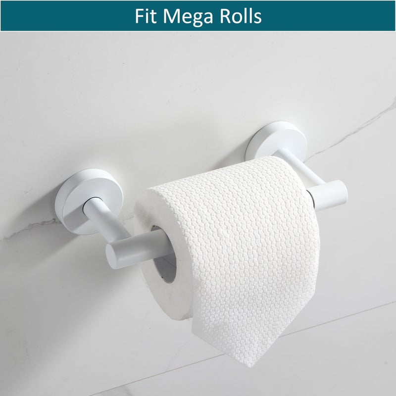 BVL Toilet Paper Holder Matte White Wall Mount Stainless Steel 304 Large Mega Roll - Image 4