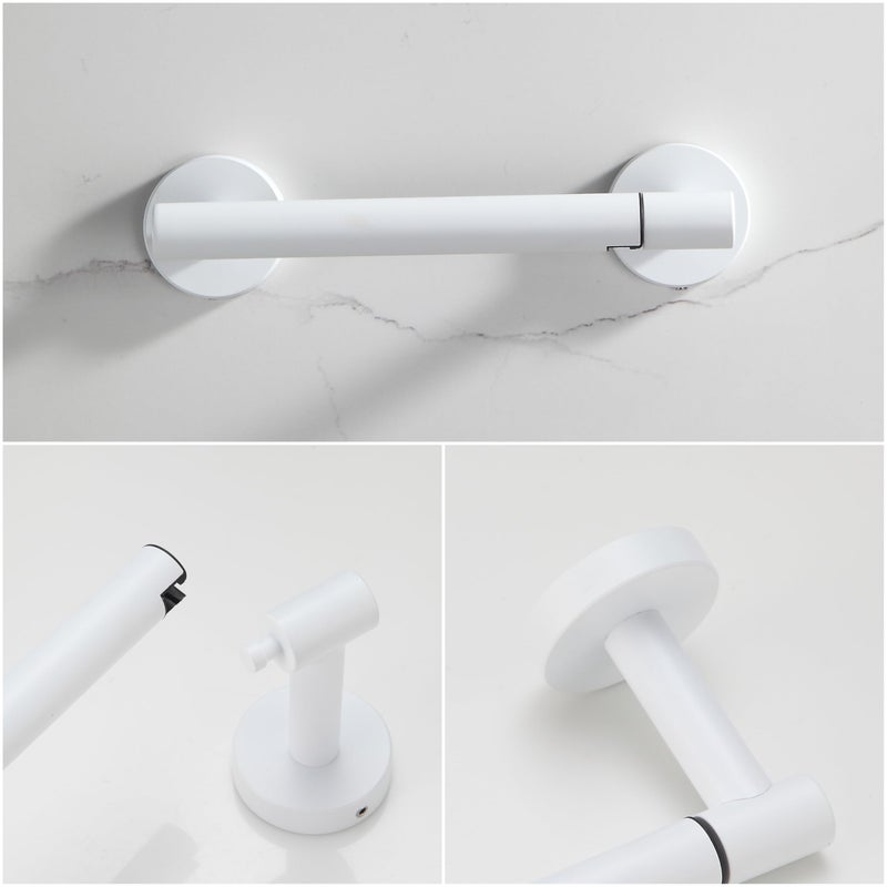 BVL Toilet Paper Holder Matte White Wall Mount Stainless Steel 304 Large Mega Roll - Image 3