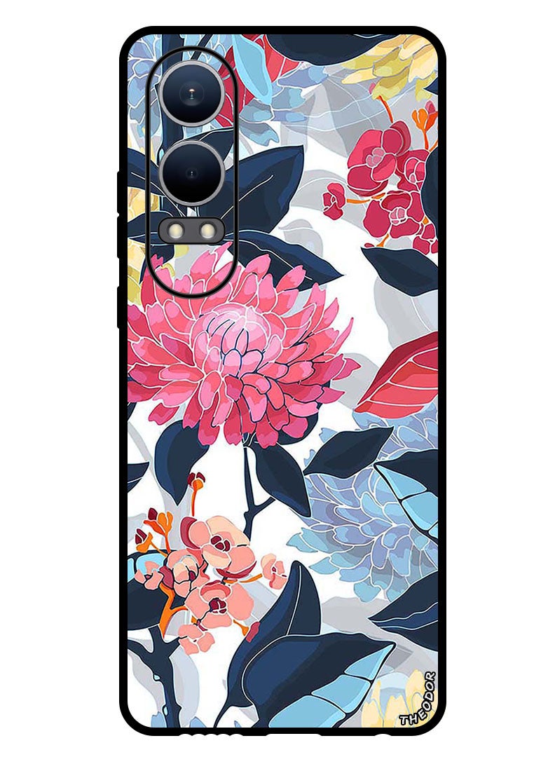 Theodor Protective Case Anti Scratch Shock Proof Bumper Cover For OnePlus Nord CE4 Lite Pink Flowers Paint - Image 1