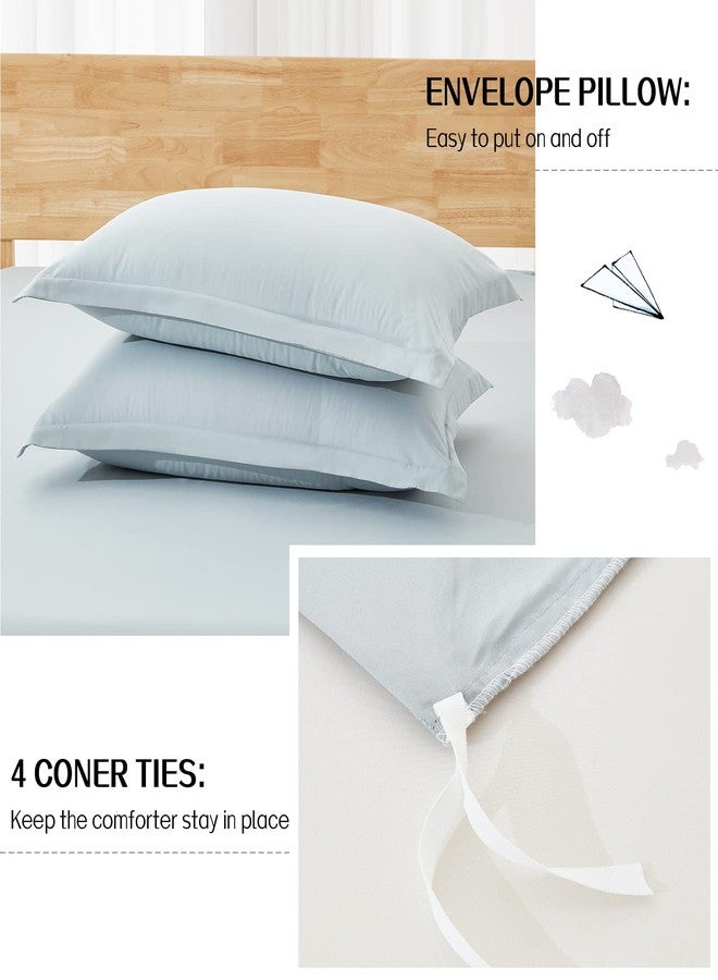 Dreaming Wapiti - Duvet Cover Set Queen Size, Washed Microfiber Cornflower Blue Queen Size Solid Color, Soft and Breathable Bedding Set with Zipper Closure & Corner Ties (Cornflower Blue, - Image 5