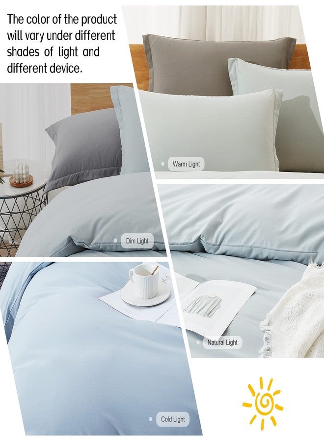 Dreaming Wapiti - Duvet Cover Set Queen Size, Washed Microfiber Cornflower Blue Queen Size Solid Color, Soft and Breathable Bedding Set with Zipper Closure & Corner Ties (Cornflower Blue, - Image 3