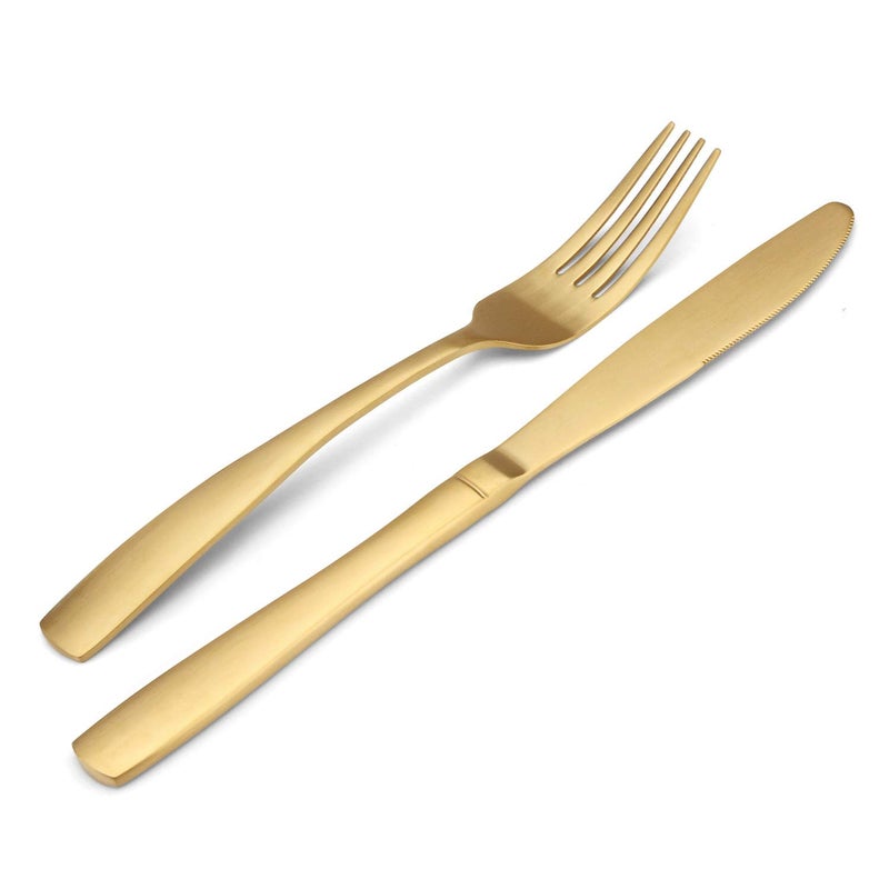 Bysta Matte Gold Silverware Set Bysta 20-Piece Stainless Steel Flatware Set Kitchen Utensil Set Service For 4 Tableware Cutlery Set For Home And Restaurant Satin Finish Dishwasher Safe - Image 3