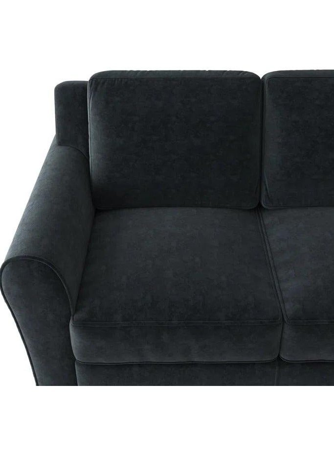 Wooden Twist Luxe Velvet Modern 3 Seater Sofa Set - Black - Image 4