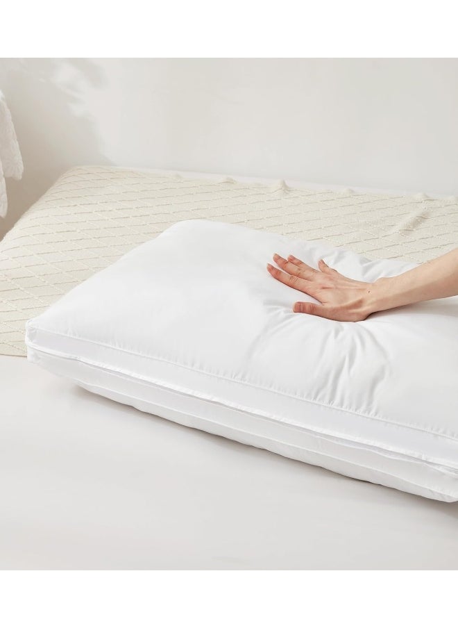 Super Soft Memory Foam Pillow Set, 100% Cotton, 250 Stitches, Anti-Down And Luxurious Microfiber Filling. Set Of 2 Pillows