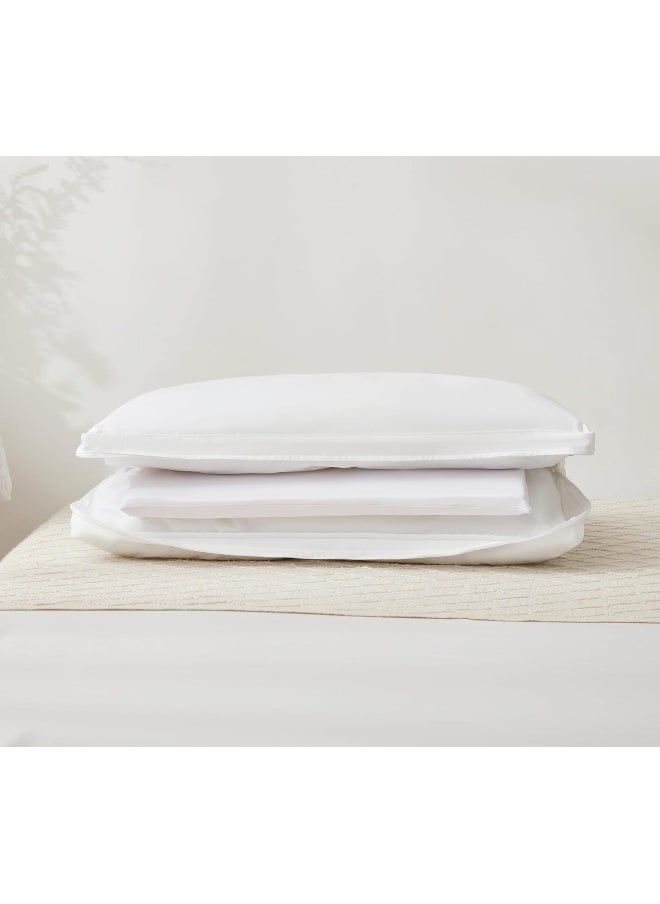 Super Soft Memory Foam Pillow Set, 100% Cotton, 250 Stitches, Anti-Down And Luxurious Microfiber Filling. Set Of 2 Pillows