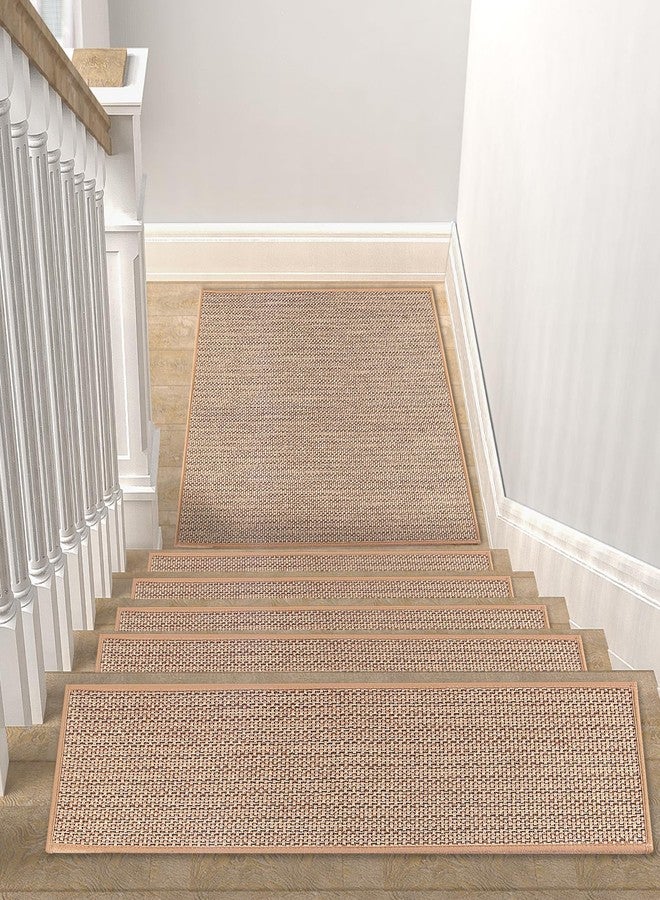 FlowaFoli Stair Treads Matching-Mat for Wooden Steps, Non Slip Stair Landing Mat with Self-Adhesive Stair Treads for Kids Elders and Pets(1Pcs, Beige, 31" * 31") - Image 2
