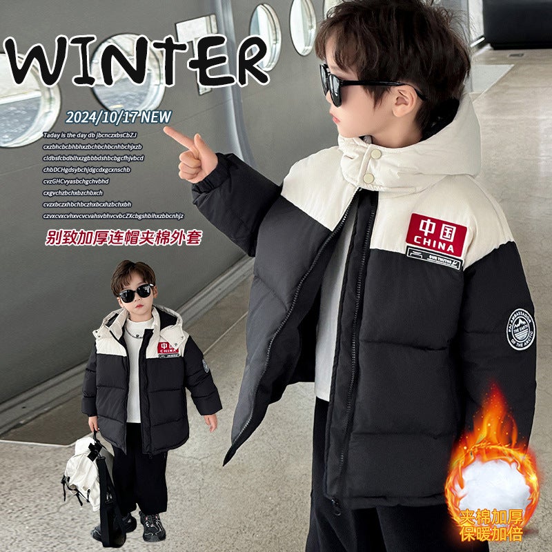 Children'S Clothes Boys Down Cotton-Padded Jacket Winter Handsome Cotton-Padded Clothes Men'S Clothes Thickened Cotton-Padded Jacket - Image 1