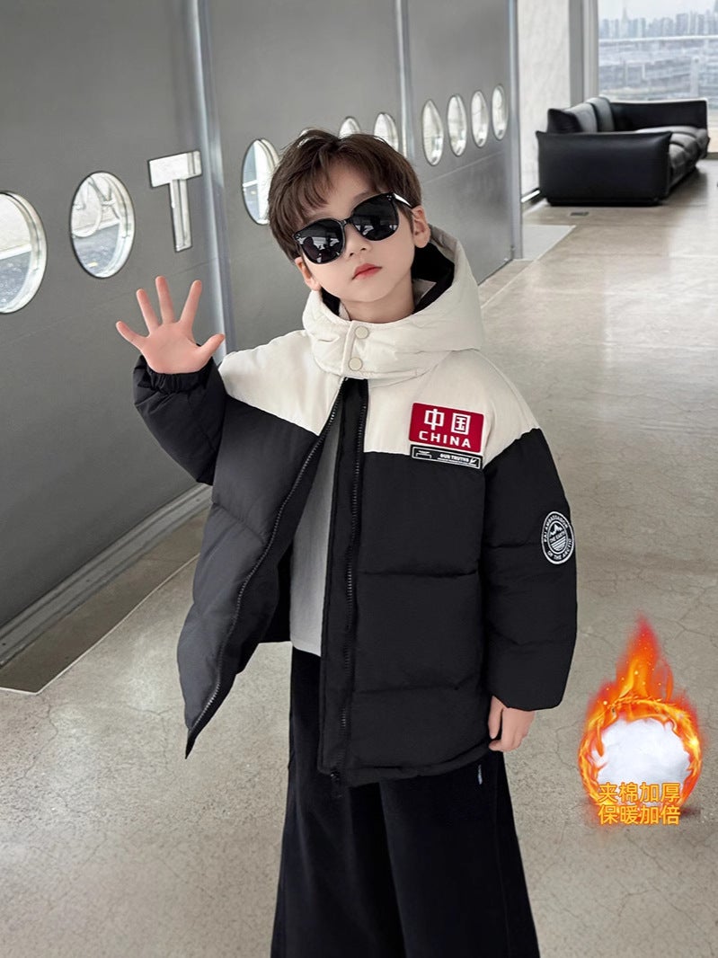 Children'S Clothes Boys Down Cotton-Padded Jacket Winter Handsome Cotton-Padded Clothes Men'S Clothes Thickened Cotton-Padded Jacket - Image 2