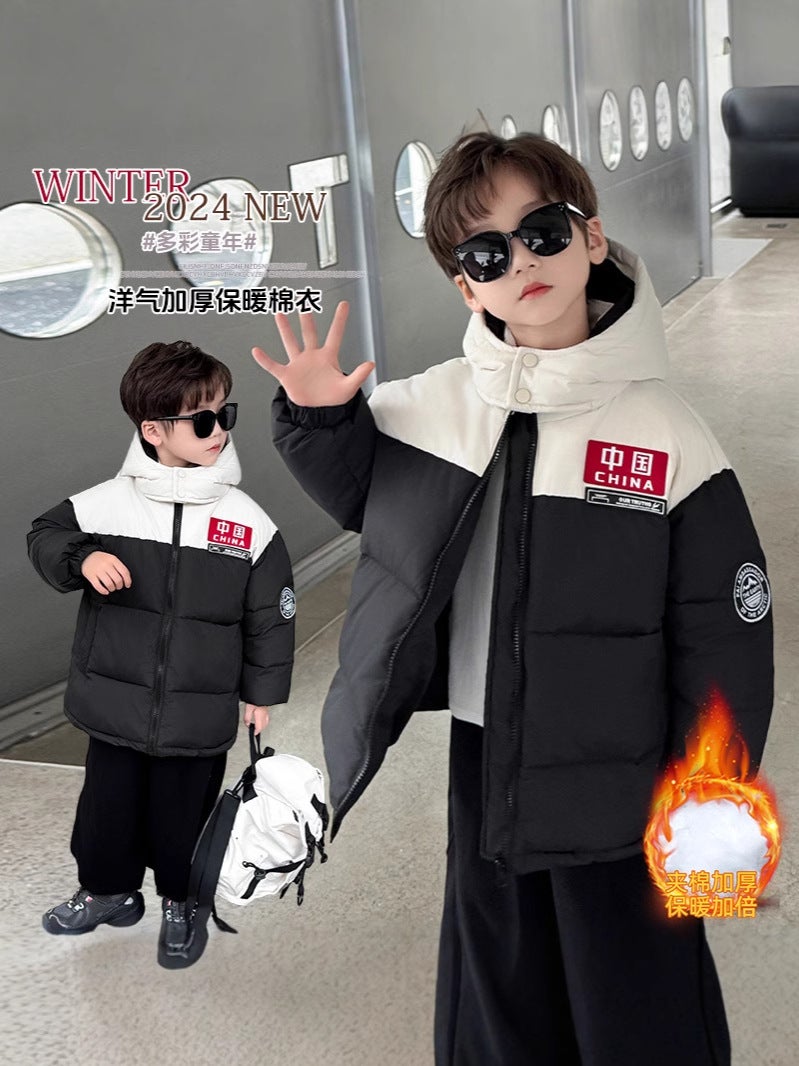 Children'S Clothes Boys Down Cotton-Padded Jacket Winter Handsome Cotton-Padded Clothes Men'S Clothes Thickened Cotton-Padded Jacket - Image 3
