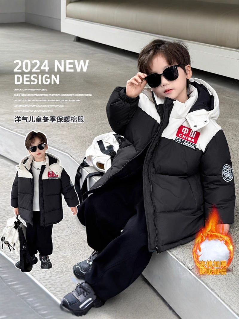 Children'S Clothes Boys Down Cotton-Padded Jacket Winter Handsome Cotton-Padded Clothes Men'S Clothes Thickened Cotton-Padded Jacket - Image 5