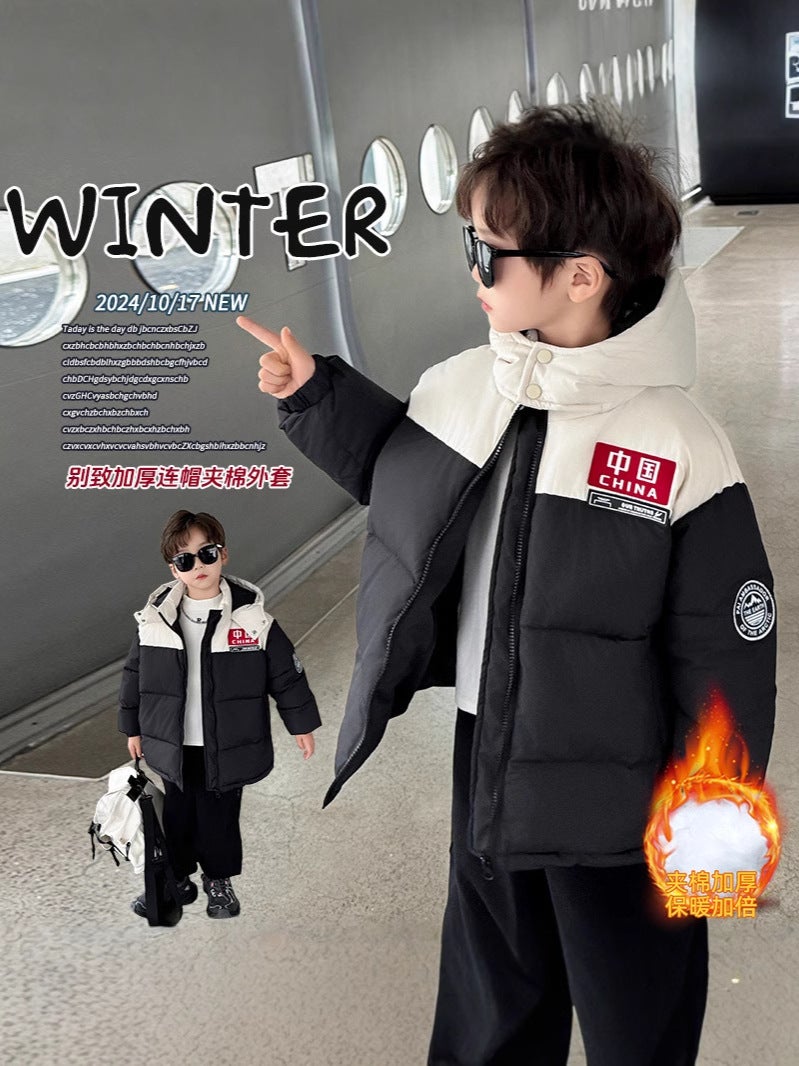 Children'S Clothes Boys Down Cotton-Padded Jacket Winter Handsome Cotton-Padded Clothes Men'S Clothes Thickened Cotton-Padded Jacket - Image 4